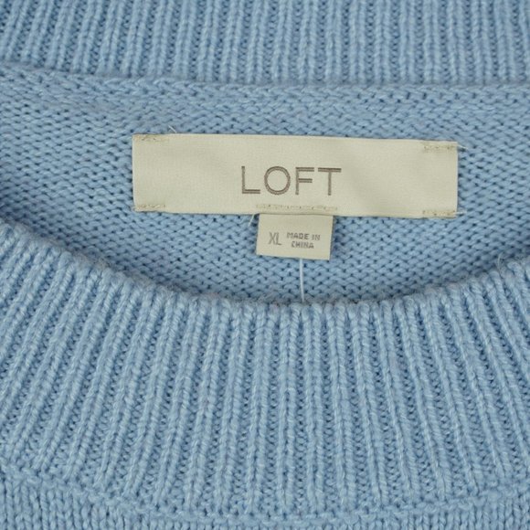LOFT Light Blue‎ and Dark Red Striped Pullover Soft Sweater Size XL - Picture 5 of 6